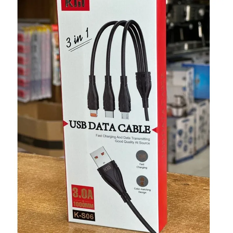 کابل شارژ سه کاره 15 وات KIN مدل K-S06